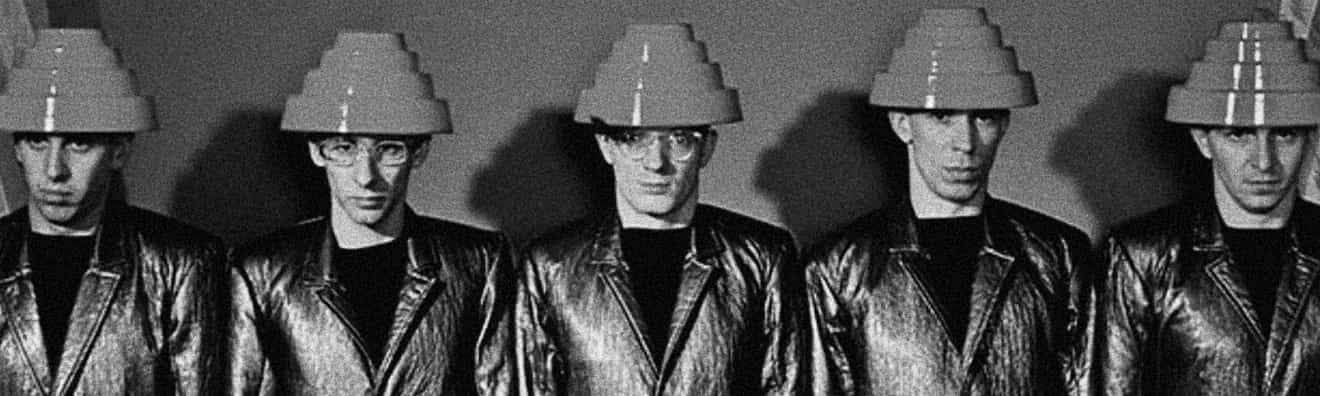 Devo on the cover of their famous album, Freedom of Snacks.